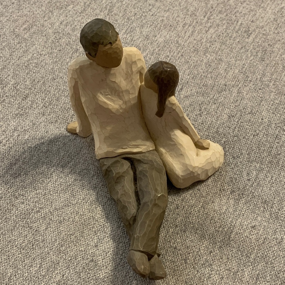 Willow Tree Father and Daughter Sculpture in Brown and Cream